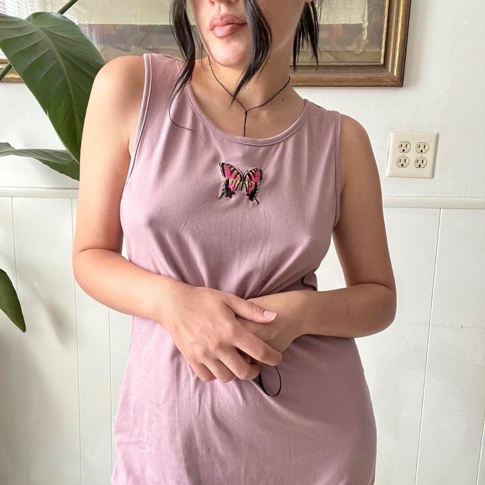 Vintage Y2K Pink Butterfly Dress Size XL - Picture 2 of 4